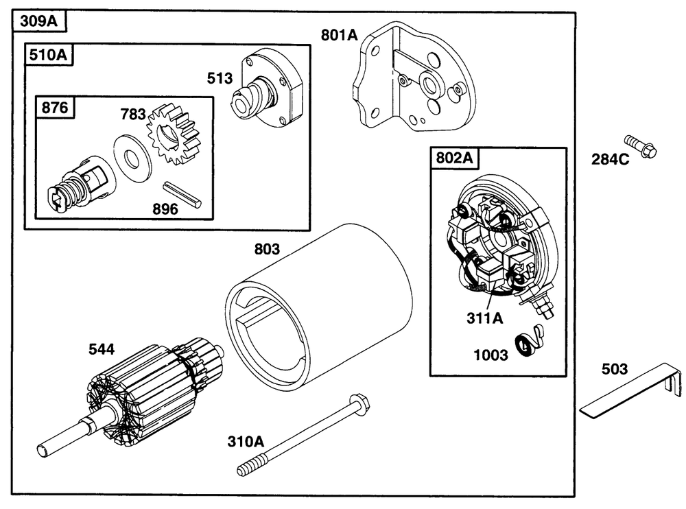 Electric Starter 2 Diagram and Parts List for 290447-1147-XX  Briggs and Stratton Engine